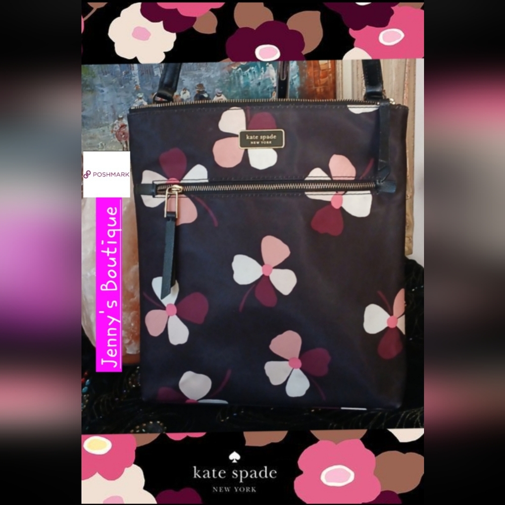 Kate Spade Floral Crossbody Bag - Black and Pink